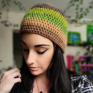 Striped handmade crochet beanie